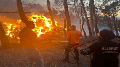 Buca tüm gece alevlerle mücadele etti