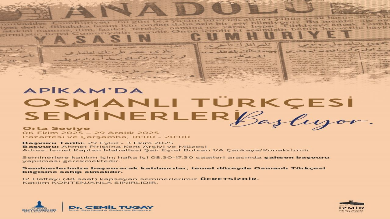 APİKAM'da “Orta Seviye Osmanlı Türkçesi Seminerleri” başlıyor